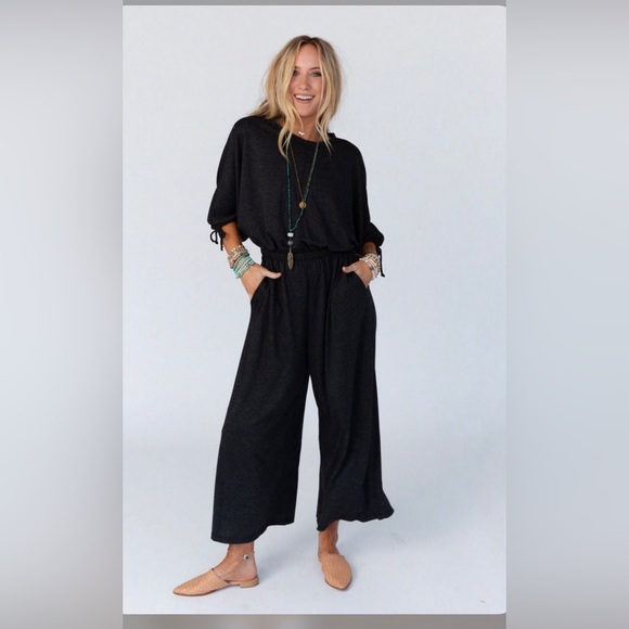Three Bird Nest Carolina Comfy Wide Leg Jumpsuit• with pockets! Grey, XL - Picture 1 of 15
